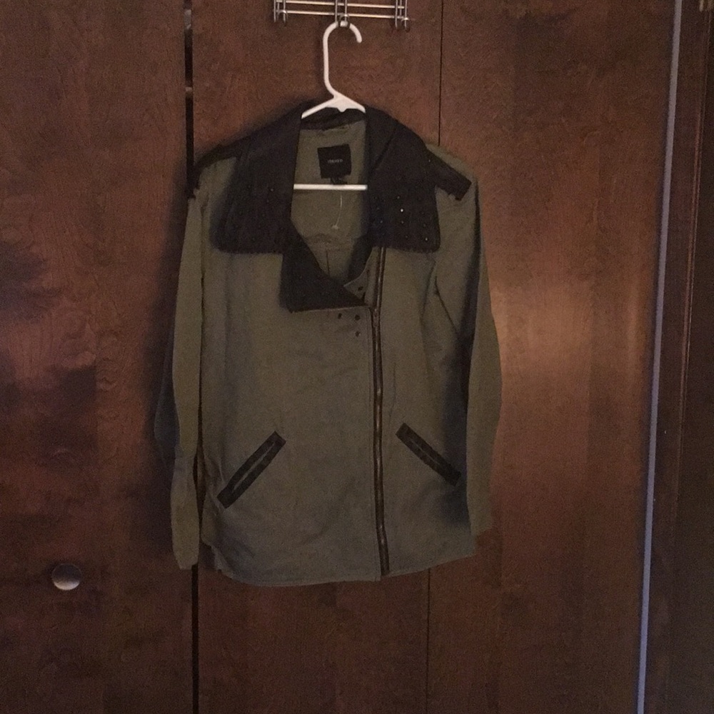 Green with leather jacket